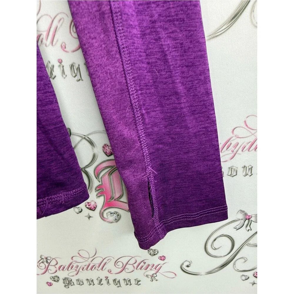 Head sweater bright Purple Half-Zip Pullover stretchy soft long sleeve shirt - Picture 6 of 12